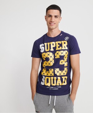 Superdry Squad Férfi Pólók Kék/Arany | ZRFNP0125